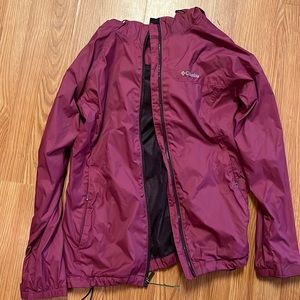 Purple Columbia rain jacket.